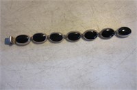 Sterling 7.5" Bracelet w/ Black Stones 45g