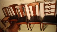 5 Dining Chairs-1 Cane Bottom, 4 w/Leather Seats