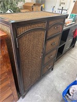 48.5 X 36 X19" WICKER ARMOIRE 4 DRAWERS BRING HELP