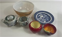 Pyrex Bowl  Cream & Sugarl & More