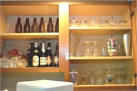 CONTENTS OF UPPER CABINETS IN DEN