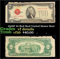 1928F $2 Red Seal United States Note Grades vf det