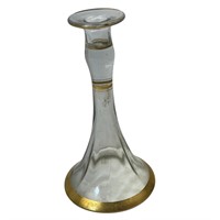 Vintage Glass Candlestick with Gold Trim