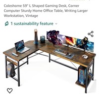 Coleshome 59" L Shaped Gaming Desk, Corner