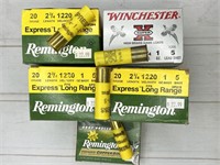 105rds 20ga 2-3/4" ammunition: Remington (5 shot,