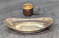 Vintage Silver Plate Baby Cup & Tray