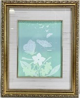 Signed Floral Butterfly Framed Art Print