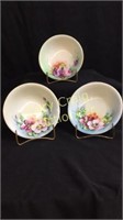 (3) hand painted berry bowls, unmarked