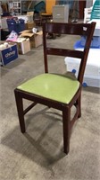 WOOD & GREEN UPHOLSTERED SEAT DINING CHAIR
