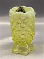 VINTAGE FENTON YELLOW OPALESCENT HOBNAIL GLOWING