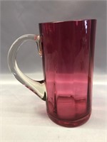 VINTAGE CRANBERRY GLASS MUG 6" TALL