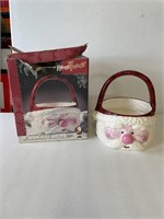 Santa Christmas Basket - Ceramic With Handle
