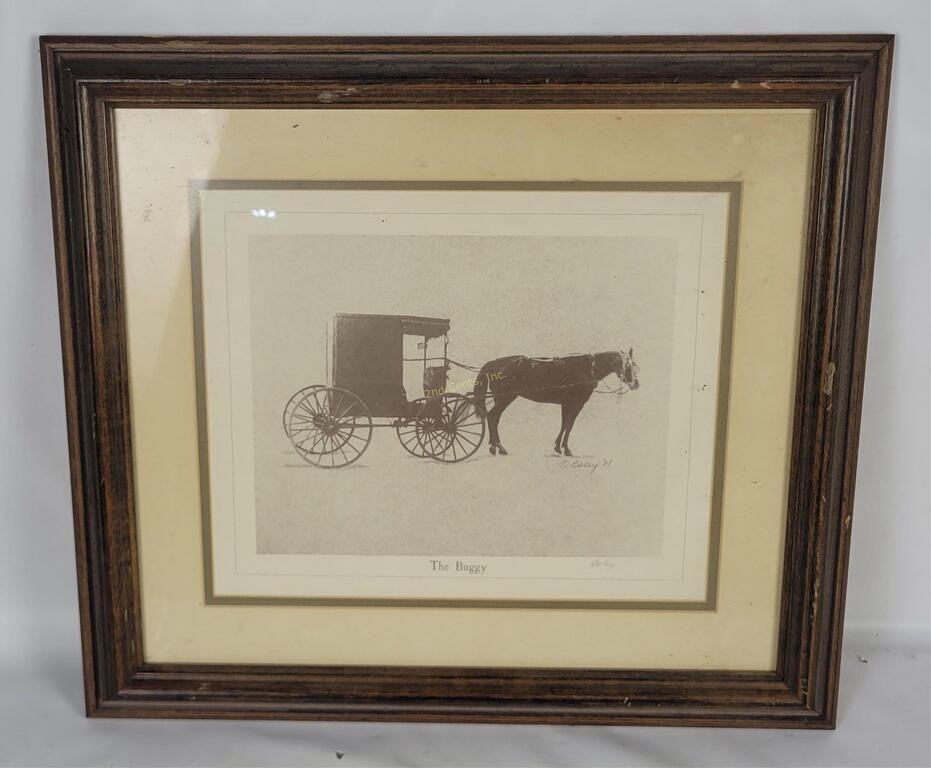 Horse & Buggy Art Print Signed Boley