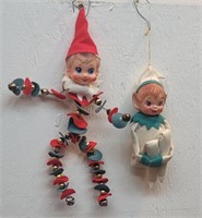 2 retro Christmas elves