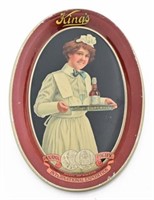 Vintage King's Pure Malt Lithograph Tip Tray