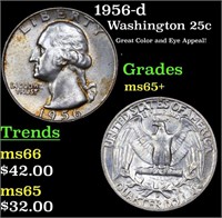 1956-d Washington Quarter 25c Grades GEM+ Unc