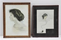 2pc Vintage Framed Prints