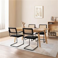Dining Chairs Set of 4  Rattan  Upholstered