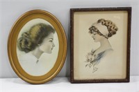 2pc Vintage Framed Prints