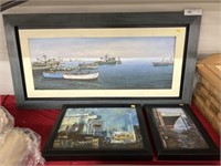 (3) Oil On Canvases of Ships