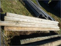 12 posts, 4-5" x 10 ft long, pencil sharpened,