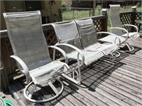 (4 PCS) MESH & METAL PATIO FURNITURE - 2 SWIVEL