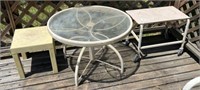 (3 PCS) OUTDOOR OCCASIONAL TABLES - ROUND, GLASS