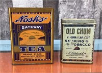 Old Chum & Nash's Tea tins