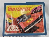 Vintage Matchbox carrying case with various toy