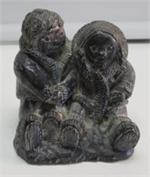 CANADIAN INUIT CARVING OF CHILDREN. 3"H BY 3"W.