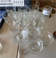 Large Lot of Crystal Etched Glasses