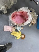 2-Porcelain Dolls in Carrier