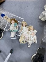 3-Porcelain Dolls On Stands