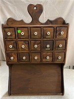 Antique Wall Desk/ Spice Rack with 15 Draws screw
