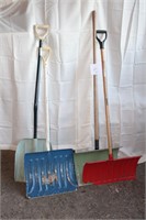 Lot of snow shovels