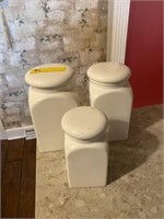 3 white kitchen canisters