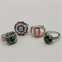 4- SZ 7 TO 7.5 COSTUME RINGS
