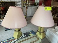 Pair of green colored table lamps 26 in tall