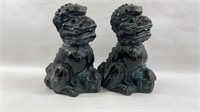 Pair Of Vintage Ceramic Chinese Foo Dog Statues