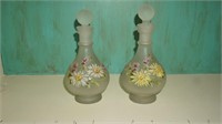 Clear satin hand painted dresser perfume bottle