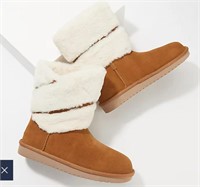 Koolaburra by UGG Suede Faux Fur Short Boots 10