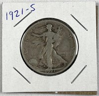 1921-S Key Walking Liberty Silver Half Dollar