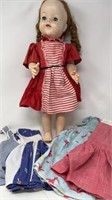 1950s Walking Doll in Original Dress w/4 Outfits