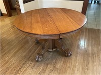 Oak 48” round large claw pedestal dinning table