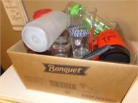 box of misc cups and glasses