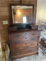 ANTIQUE DRESSER AND MATCHING MIRROR