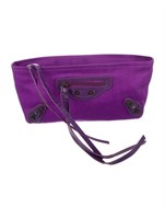 Balenciaga Purple Canvas Cosmetic Bag