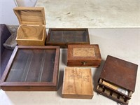 Wood boxes, jewelry cigar display