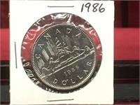1986 Canada Uncirculated $1 Coin