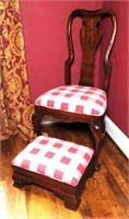Shield Back Chair with Footstool